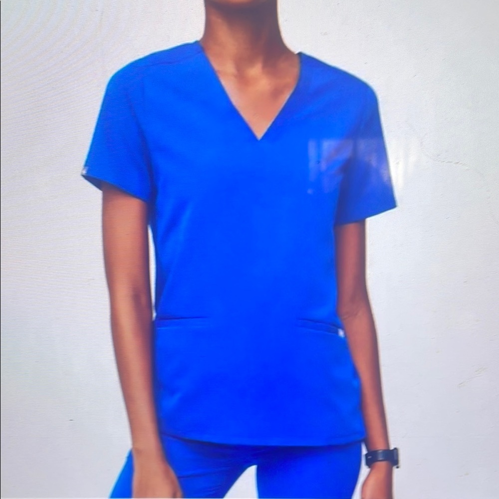 Women's Blue V-Neck Top